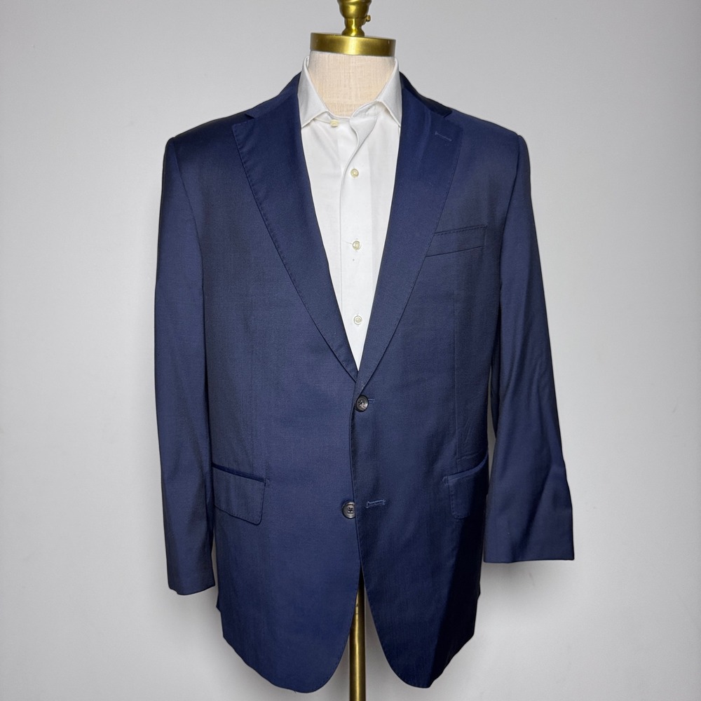 Jack Victor Blazer Mens 44R Navy Blue Solid Loro Piana Super 130s Wool Canada